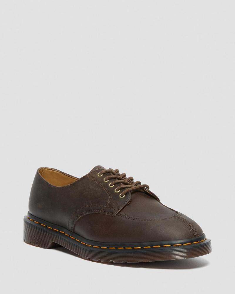 Dark / Brown Men\'s Dr Martens 2046 Crazy Horse Leather Oxfords Shoes | CA 610QMA